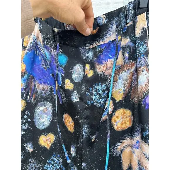 Peter Pilotto Fireworks Abstract‎ Printed Straight Leg Silky Pants w/ Pockets, 6